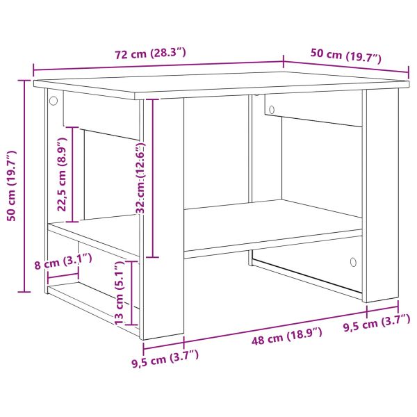 Масичка за кафе Бяло 72 x 50 x 50 см Инженерно дърво