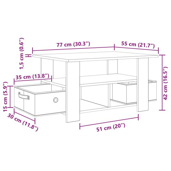 Масичка за кафе Сонома дъб 77 x 55 x 42 см Инженерно дърво