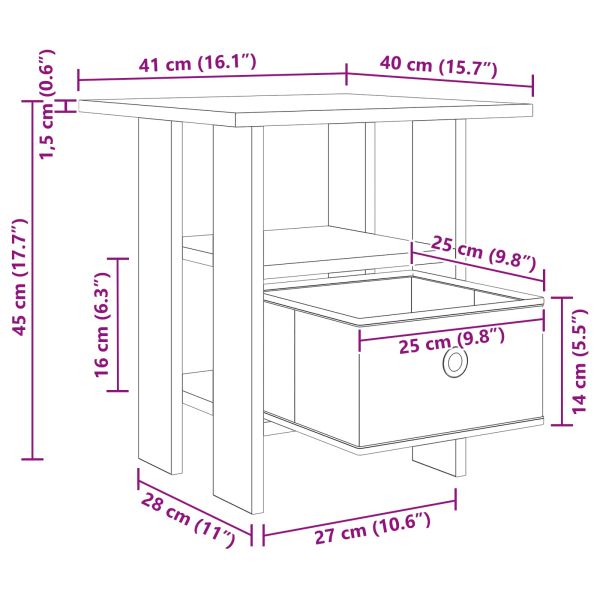 Нощно шкафче с чекмедже Бяло 41 x 40 x 45 см Инженерно дърво