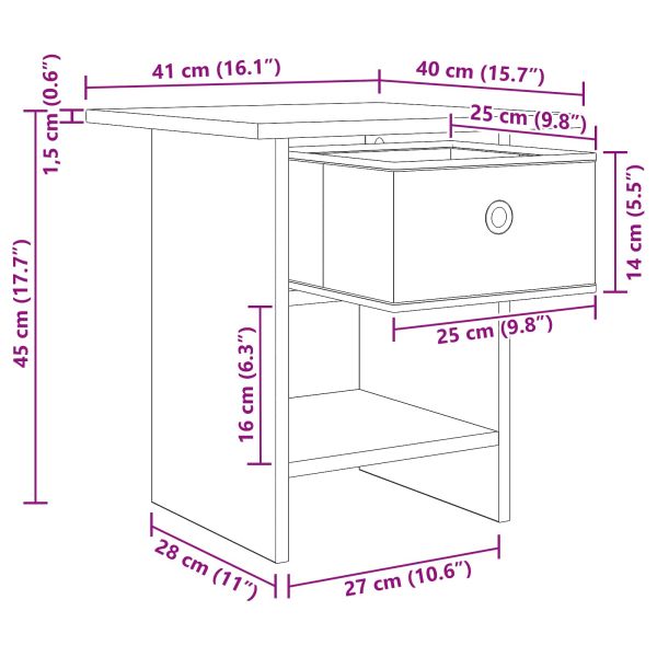 Нощно шкафче 2 pcs Сонома дъб 41 x 40 x 45 см Инженерно дърво