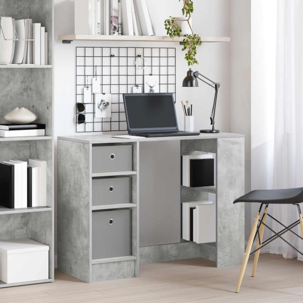 Бюро с чекмедже Циментено сиво 100 x 40 x 75 cm Инженерно дърво
