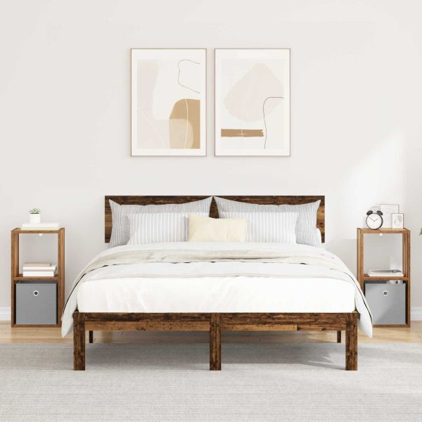 Нощно шкафче с чекмедже 2 pcs Старо дърво 30,5 x 27 x 59,5 см