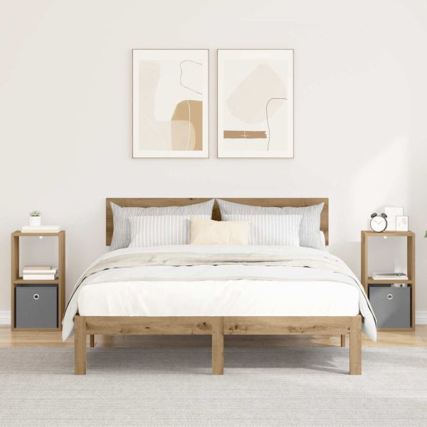 Нощно шкафче 2 pcs Дъб 30,5 x 27 x 59,5 см Инженерно дърво