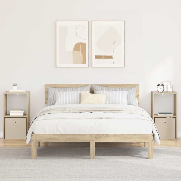 Нощно шкафче 2 pcs Сонома дъб 35 x 32 x 68,5 см Инженерно дърво