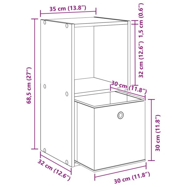 Нощно шкафче 2 pcs Сонома дъб 35 x 32 x 68,5 см Инженерно дърво