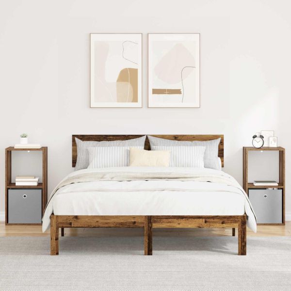 Нощно шкафче с чекмедже 2 pcs Старо дърво 35 x 32 x 68,5 см