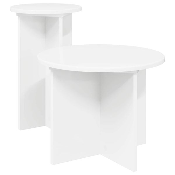 Комплект помощни маси 2 pcs Бяло Инженерна дървесина