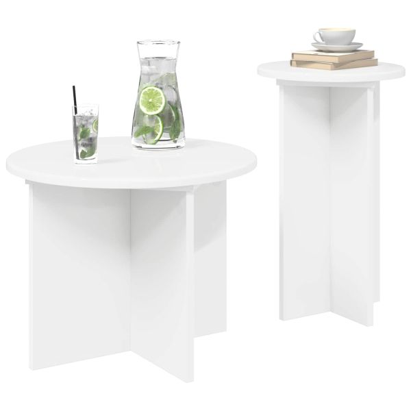 Комплект помощни маси 2 pcs Бяло Инженерна дървесина