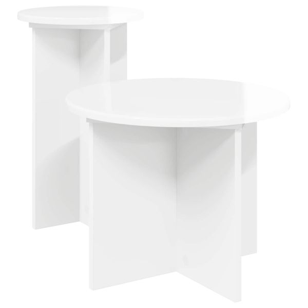 Комплект помощни маси 2 pcs Бял гланц Инженерна дървесина
