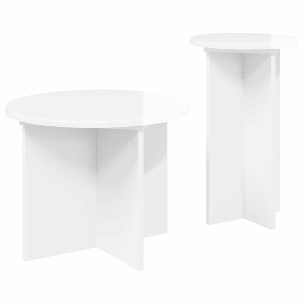 Комплект помощни маси 2 pcs Бял гланц Инженерна дървесина