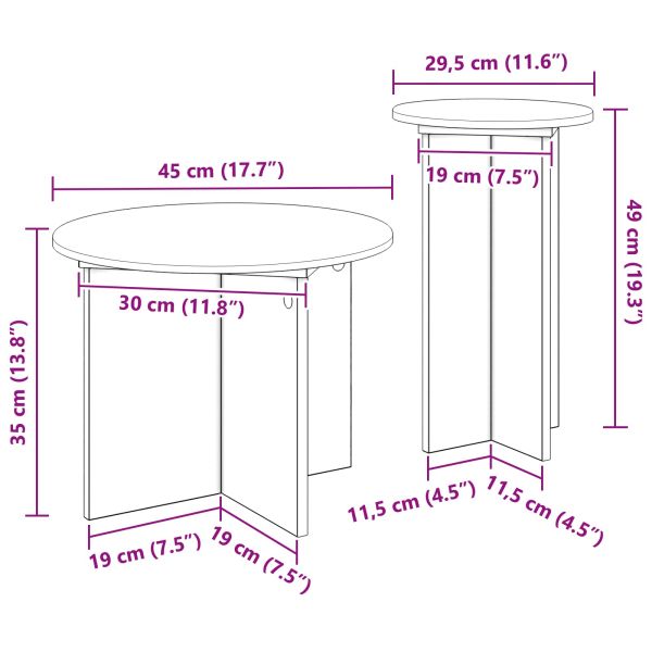 Комплект помощни маси 2 pcs Старо дърво Инженерна дървесина