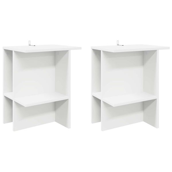 Масичка за кафе 2 pcs Бяло 40 x 30 x 49 см Инженерна дървесина