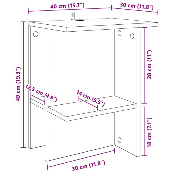 Масичка за кафе 2 pcs Черен дъб 40 x 30 x 49 см