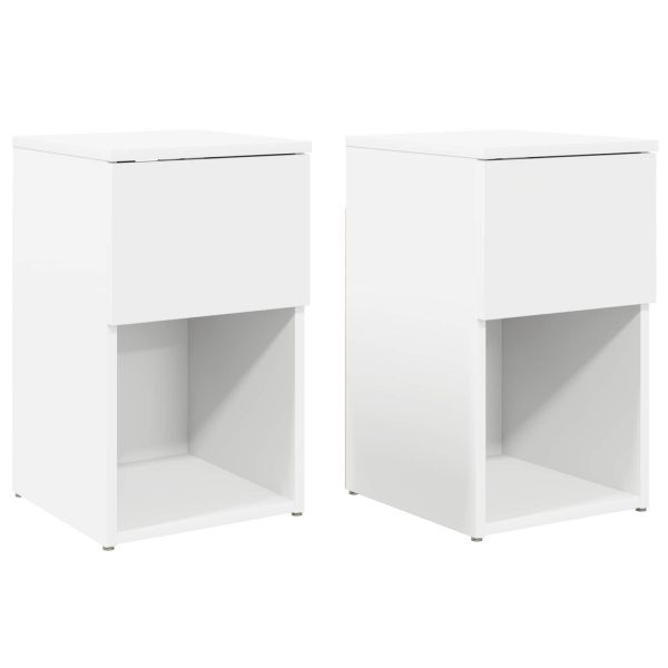 Шкаф за легло 2 pcs Бяло 29 х 31,5 х 49 см Инженерна дървесина