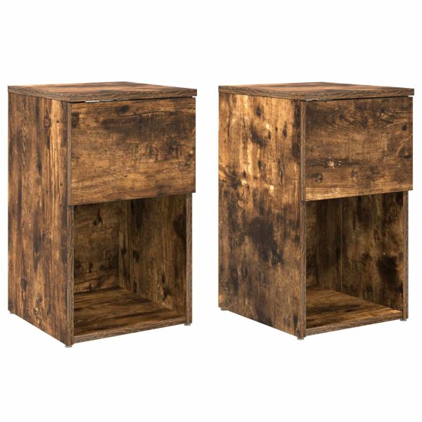 Шкаф за легло 2 pcs Опушен дъб 29 х 31,5 х 49 см