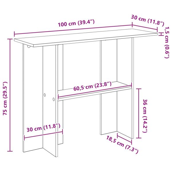 Конзолна маса Дъб артизан 100 x 30 x 75 см Инженерна дървесина