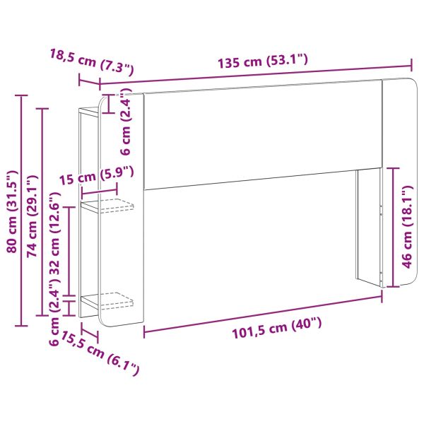 Табла за легло Бял 135 x 18,5 x 80 см Инженерен дървен материал