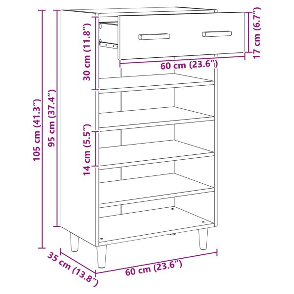 Шкаф за обувки Старо дърво 60 x 35 x 105 см Инженерно дърво