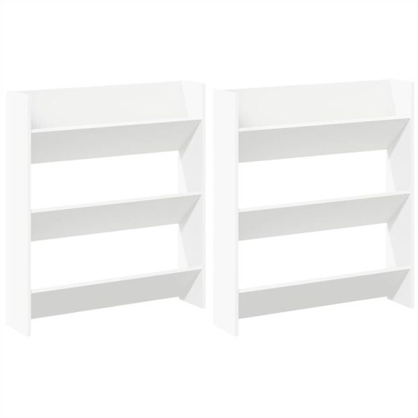 Стенни шкафове за обувки, 2 бр, бели, 80x18x90 см, ПДЧ