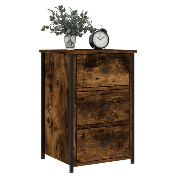 Нощно шкафче опушен дъб 40x36x60 см инженерно дърво