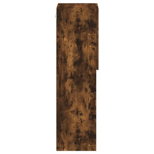 ТВ шкафове с LED осветление, 2 бр, опушен дъб, 30,5x30x102 см