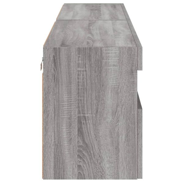 Стенни ТВ шкафове с LED лампи, 2 бр, сив сонома, 80x30x40 см