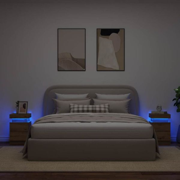 Нощни шкафчета с LED 2 бр, 35x39x55 см, инженерно дърво