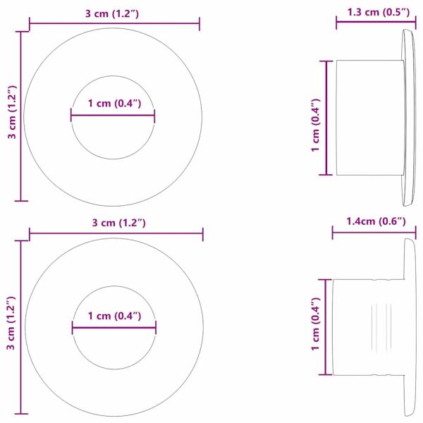 Стопери за маса за футбол 10 pcs Черен 3 x 3 x 1,4 см HIPS