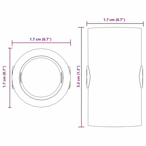 Стопери за маса за футбол 10 pcs Черен 1,7 x 1,7 x 3,2 см ПП