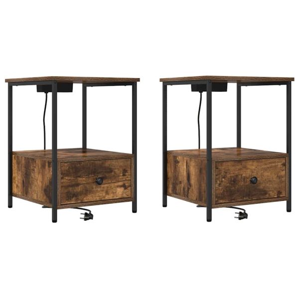 Нощен шкаф 2 pcs Димян дъб 42 x 41 x 56 см Инженерно дърво