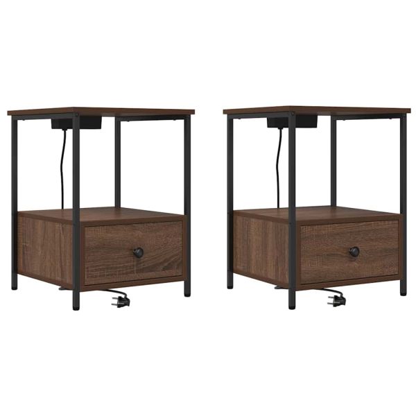 Нощен шкаф 2 pcs Кафяв дъб 42 x 41 x 56 см Инженерно дърво