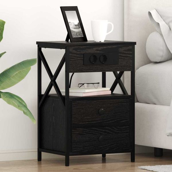 Нощен шкаф 2 pcs Черния дъб 40 x 31 x 60 см Инженерно дърво