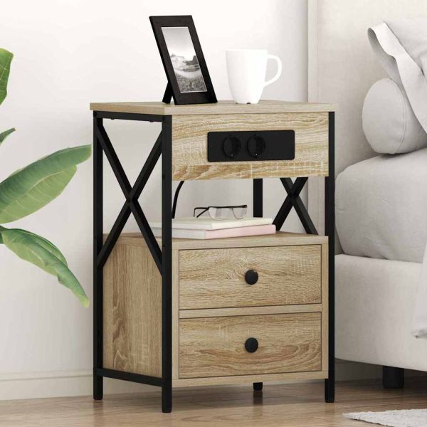 Нощен шкаф 2 pcs Сонома дъб 40 x 31 x 60 см Инженерно дърво