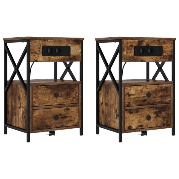 Нощен шкаф 2 pcs Димян дъб 40 x 31 x 60 см Инженерно дърво