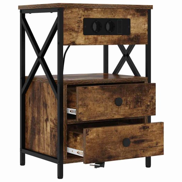 Нощен шкаф 2 pcs Димян дъб 40 x 31 x 60 см Инженерно дърво