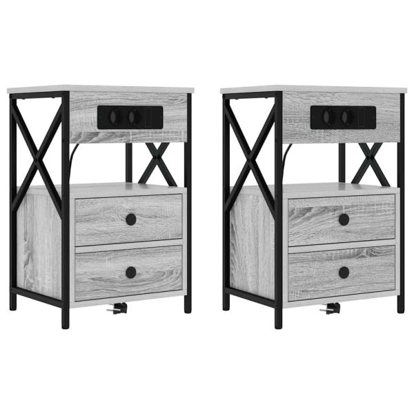 Нощен шкаф 2 pcs Сив Сонома 40 x 31 x 60 см Инженерно дърво