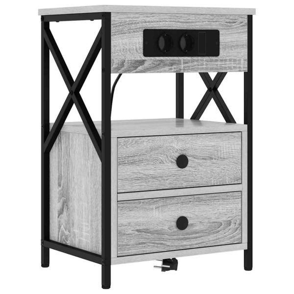 Нощен шкаф 2 pcs Сив Сонома 40 x 31 x 60 см Инженерно дърво