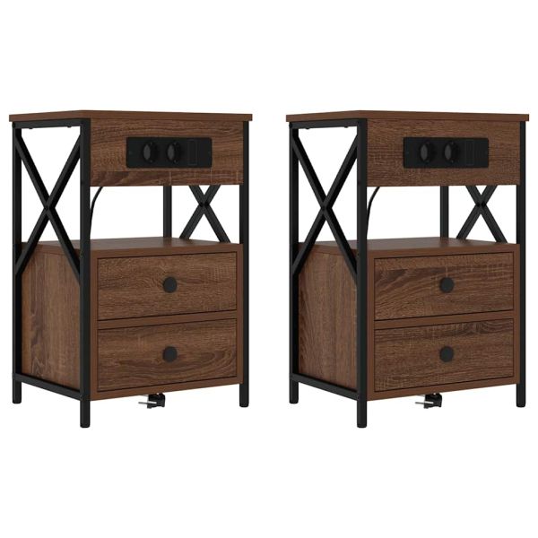 Нощен шкаф 2 pcs Кафяв дъб 40 x 31 x 60 см Инженерно дърво