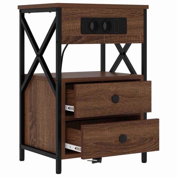 Нощен шкаф 2 pcs Кафяв дъб 40 x 31 x 60 см Инженерно дърво