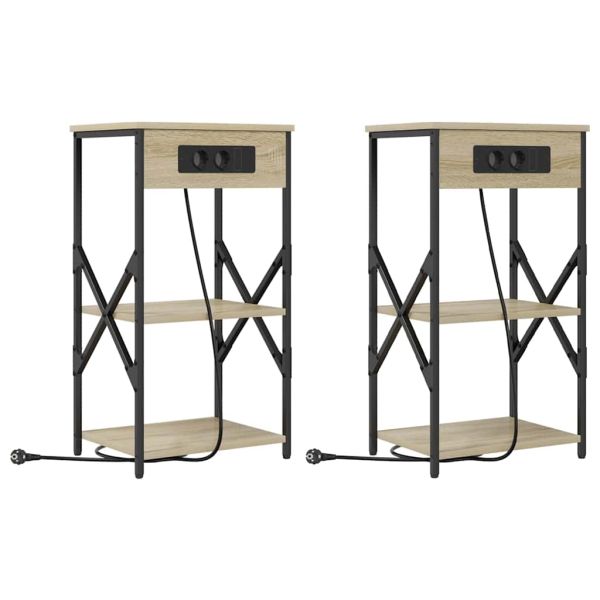 Нощен шкаф 2 pcs Сонома дъб 41 x 31 x 76 см Инженерно дърво