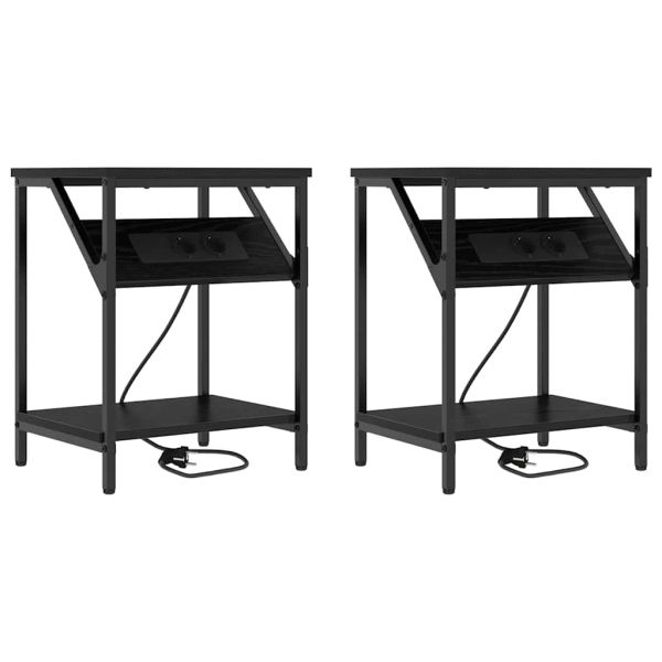 Нощен шкаф 2 pcs Черния дъб 38 x 30 x 48 см Инженерно дърво