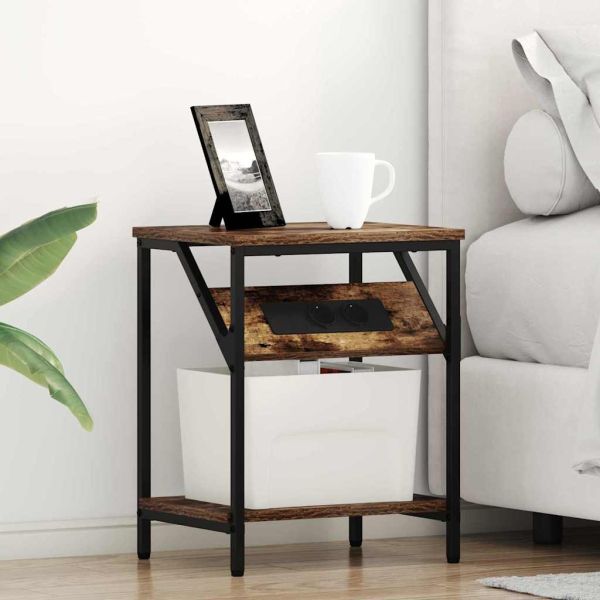 Нощен шкаф 2 pcs Димян дъб 38 x 30 x 48 см Инженерно дърво