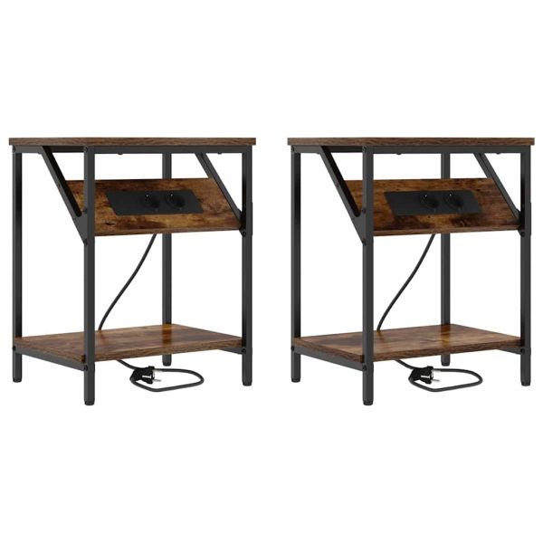 Нощен шкаф 2 pcs Димян дъб 38 x 30 x 48 см Инженерно дърво
