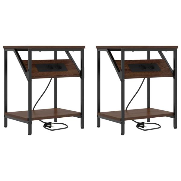 Нощен шкаф 2 pcs Кафяв дъб 38 x 30 x 48 см Инженерно дърво