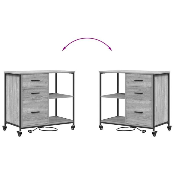 Шкаф с зарядна станция с колело Сив Сонома 76 x 41 x 72 см