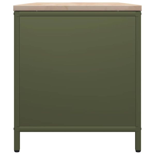 Стойка за дърва за огрев с дървена горна част маслиненозелена