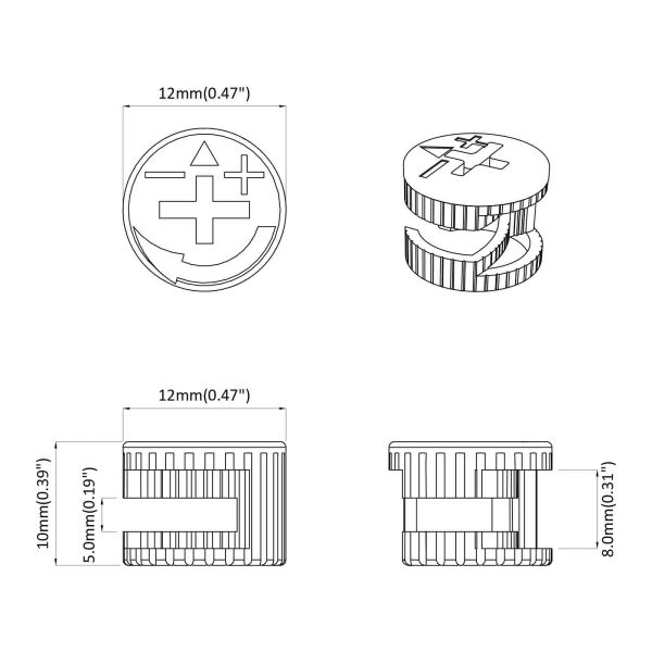 Гайки с кам лока 12 pcs Сребрист 12 x 10 мм Метал