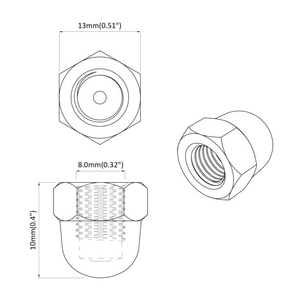 Шестоъгълни железни гайки 2 pcs Сребрист m8 Метал