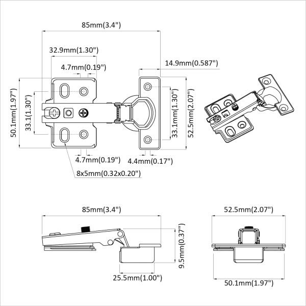Панта 254 pcs Никел 85 x 52,5 x 9,5 мм Желязо