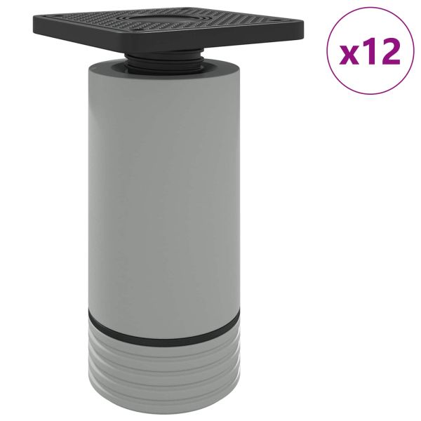 Крака за мебели Регулирума 12 pcs Бяло 64 x 64 x 100 мм ПП